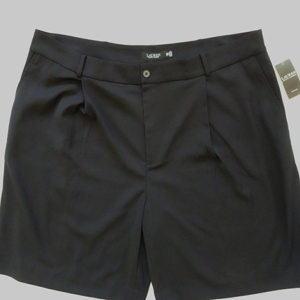 Ralph Lauren Stretch Shorts Women's Plus Size 20W Black Stretch Pleated - Picture 2 of 8